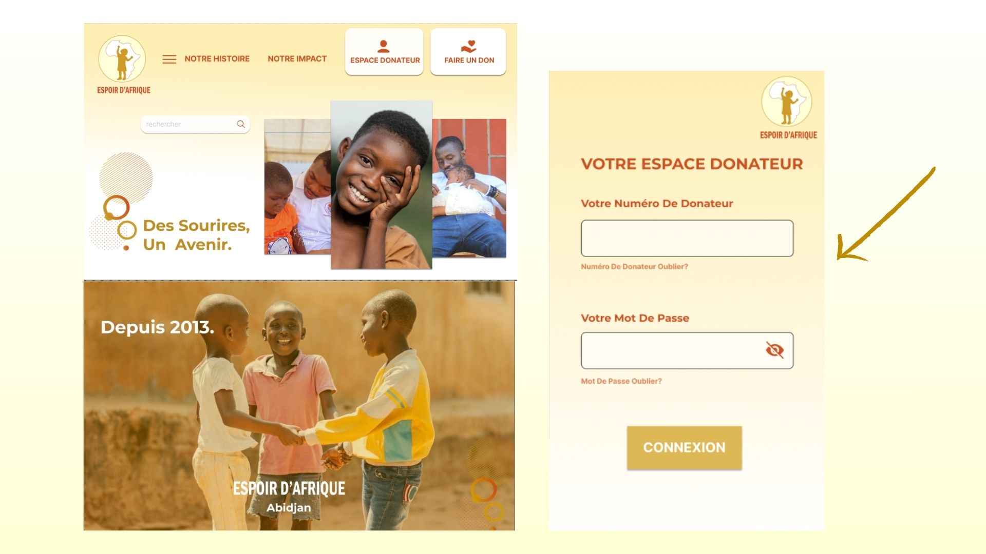 Site web ONG Espoir D'Afrique - Digital Gbé Abidjan
